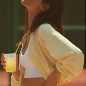Chic Yellow Jacket with White Top